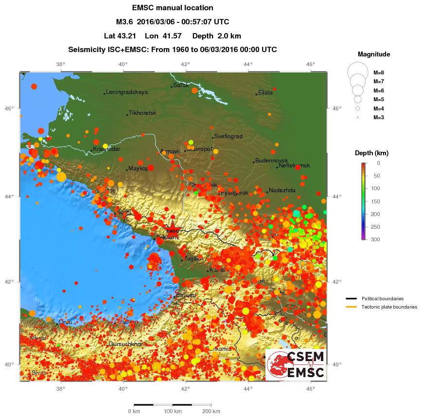 regional depth historical seismicity