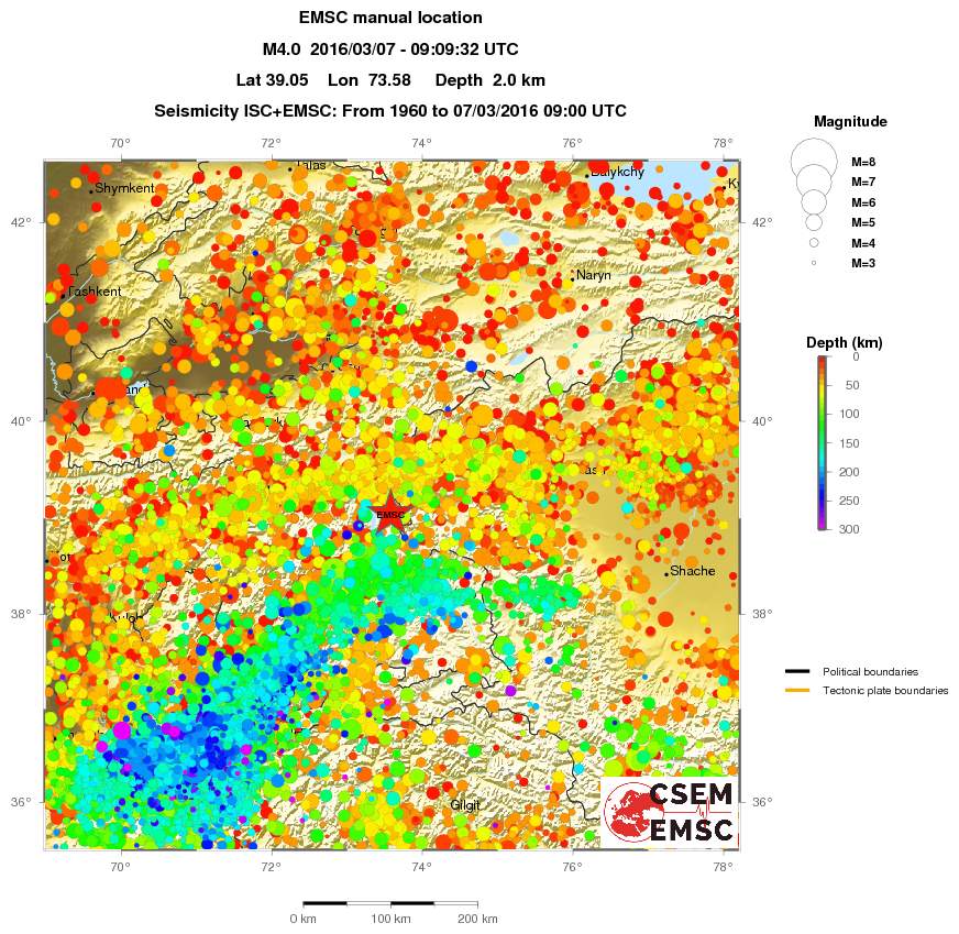 regional depth historical seismicity