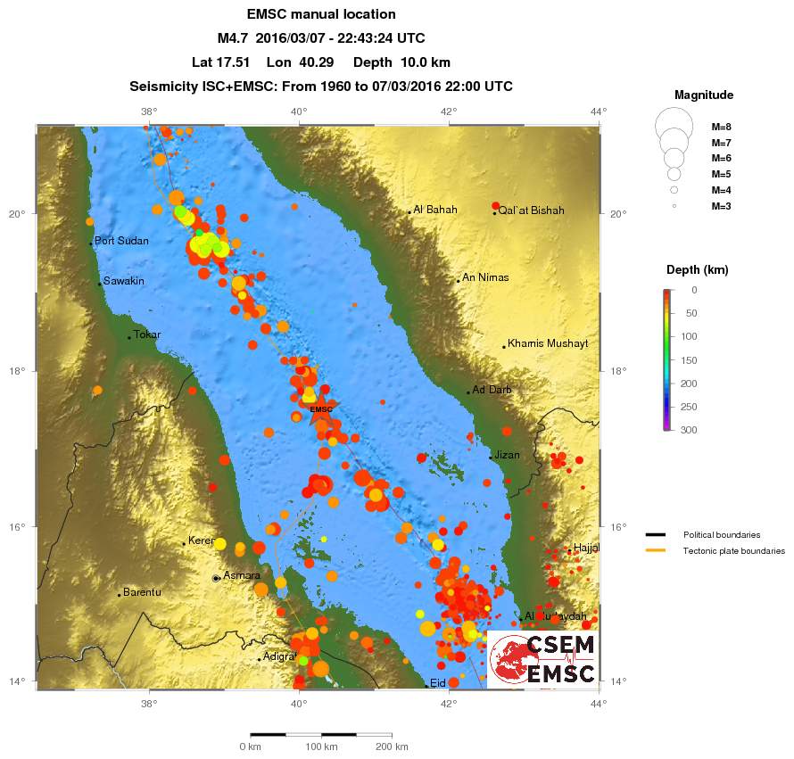 regional depth historical seismicity