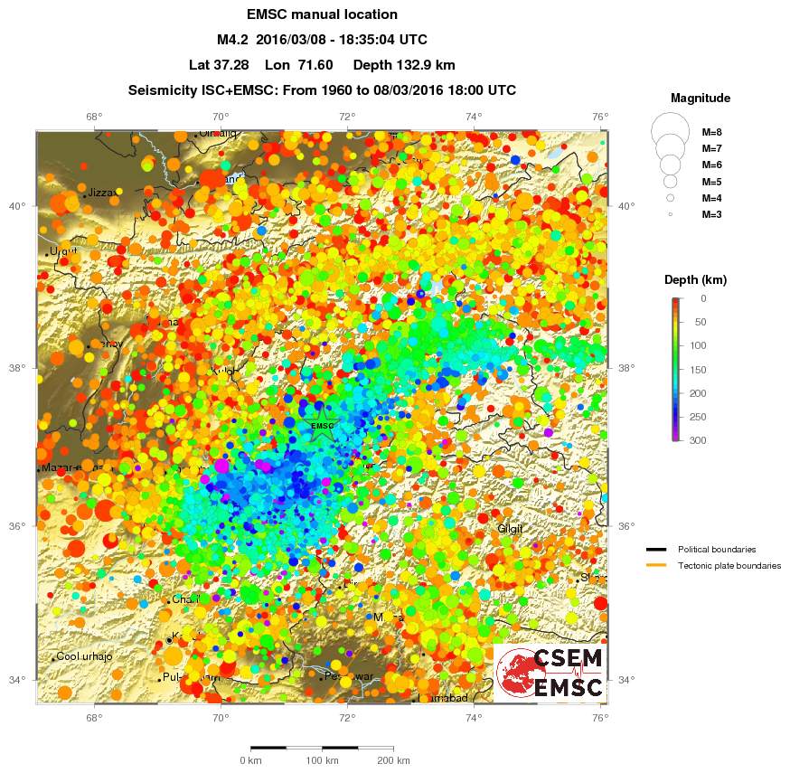 regional depth historical seismicity