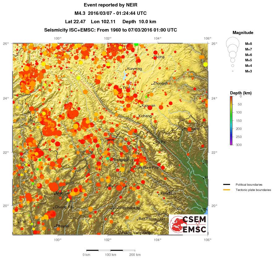 regional depth historical seismicity