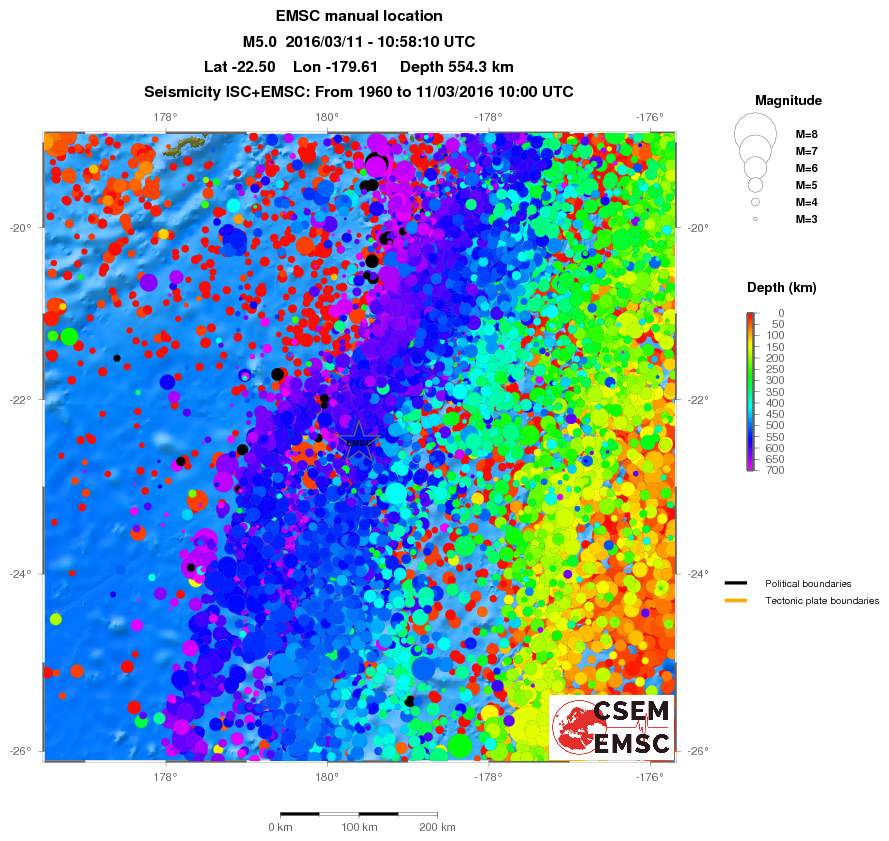 regional depth historical seismicity