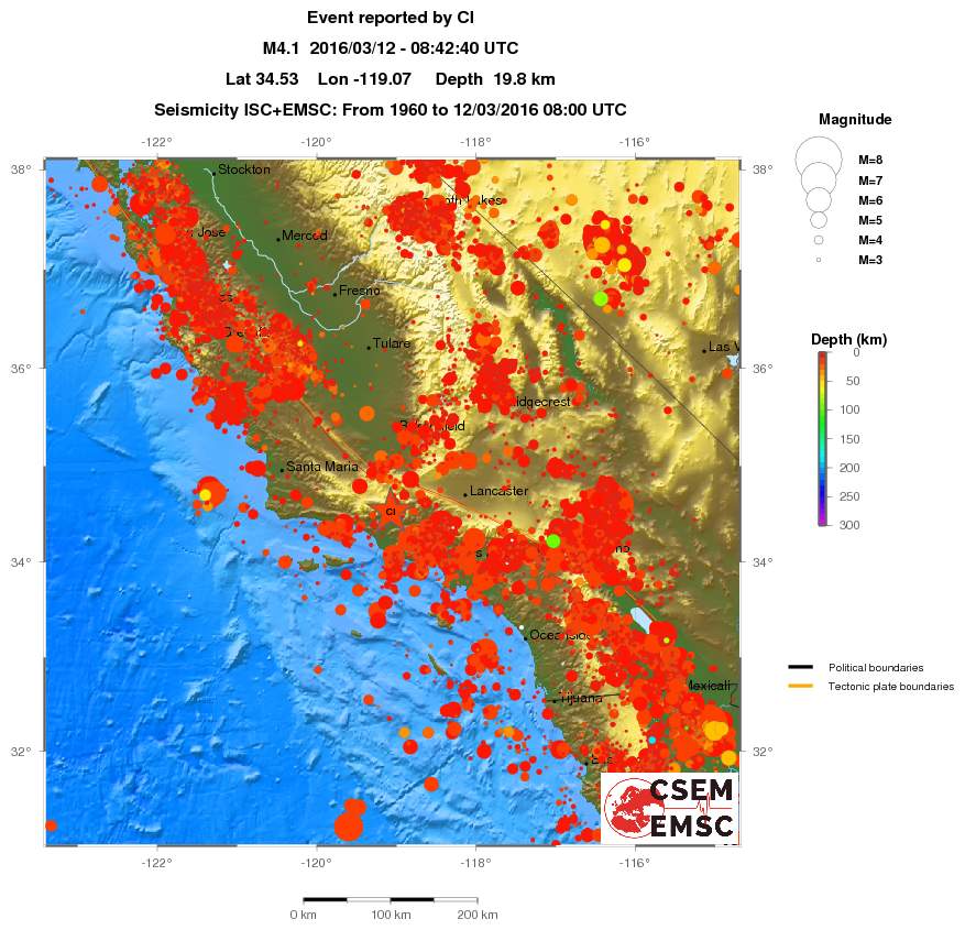 regional depth historical seismicity