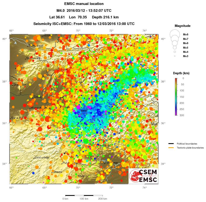 regional depth historical seismicity