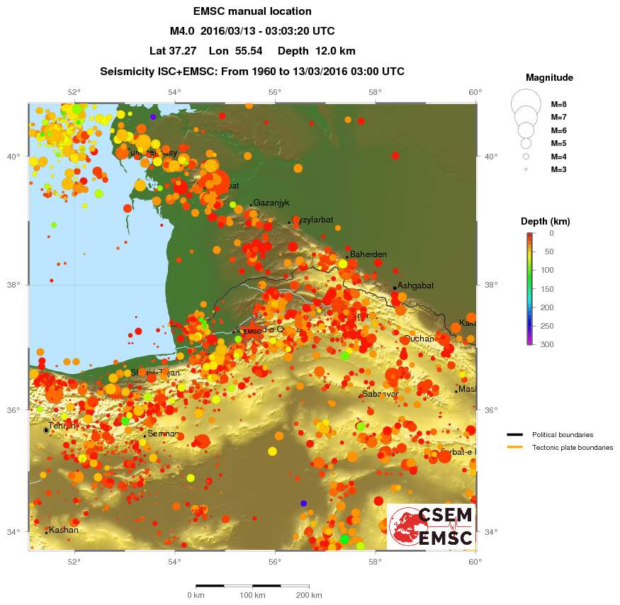 regional depth historical seismicity
