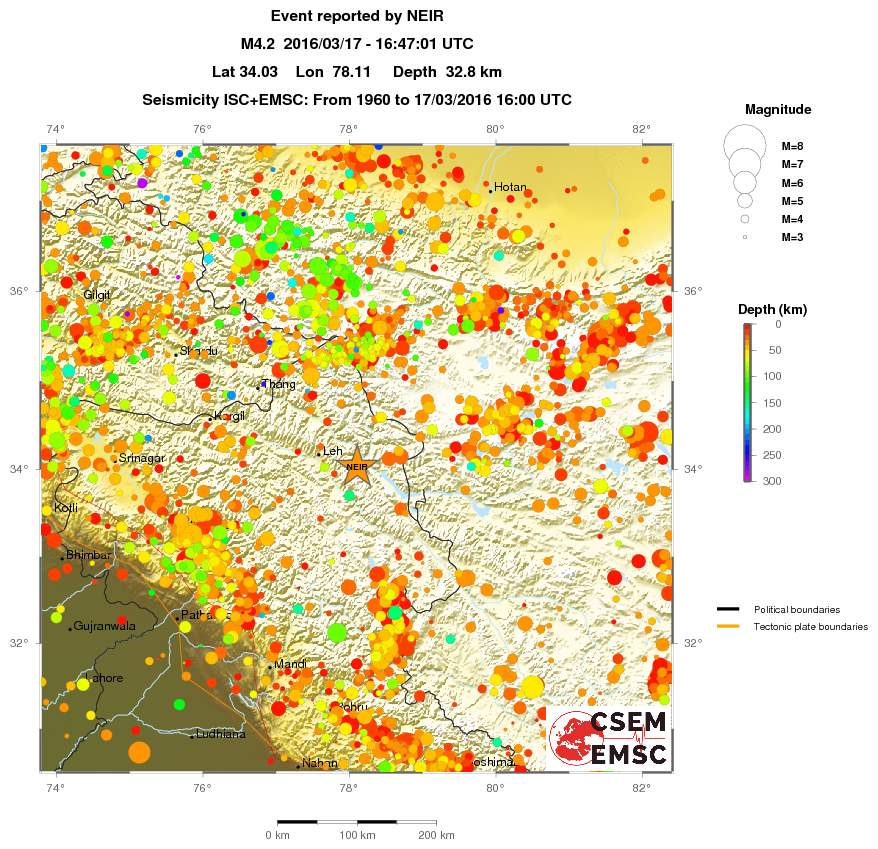 regional depth historical seismicity
