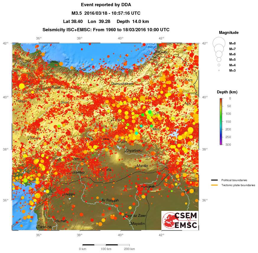 regional depth historical seismicity