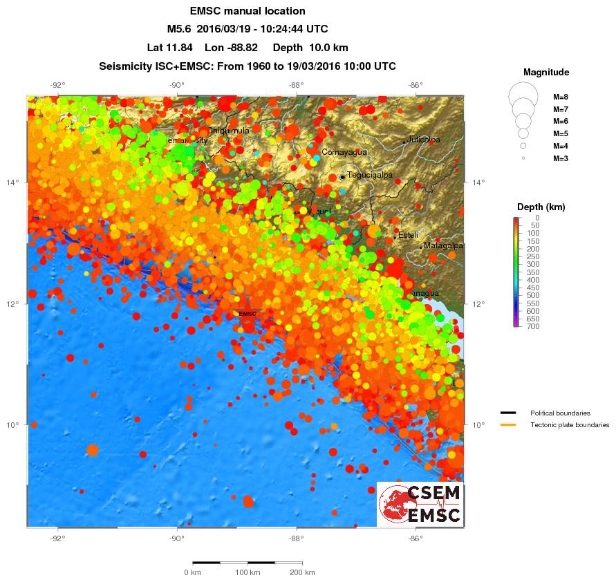 regional depth historical seismicity