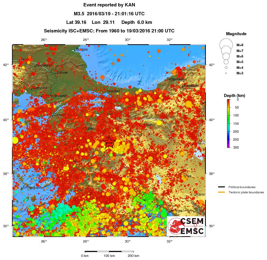 regional depth historical seismicity