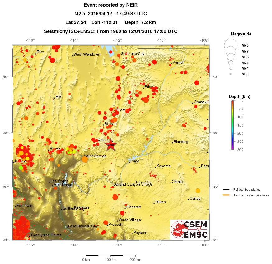 regional depth historical seismicity