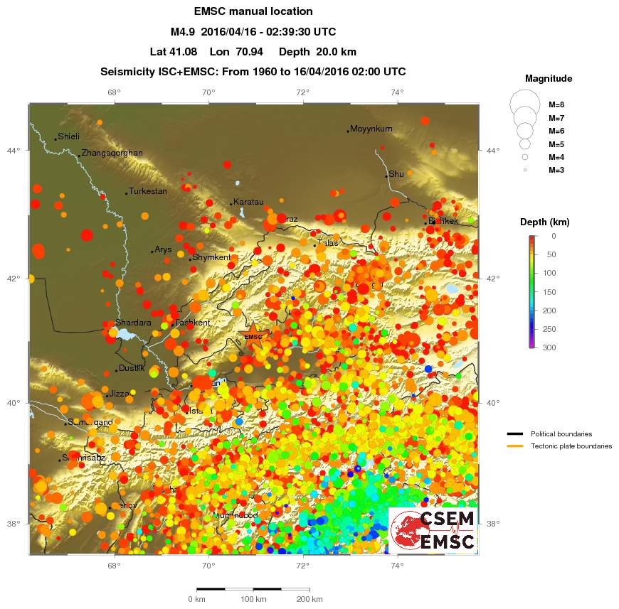 regional depth historical seismicity