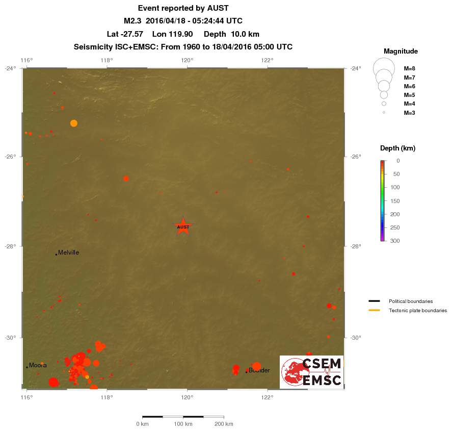 regional depth historical seismicity