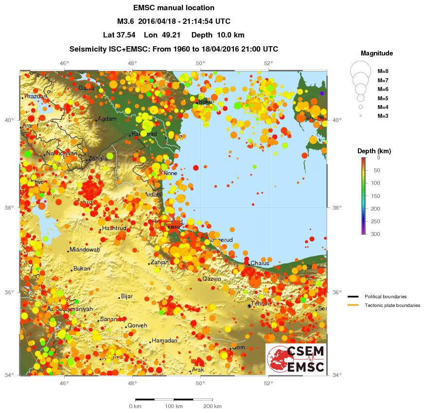 regional depth historical seismicity