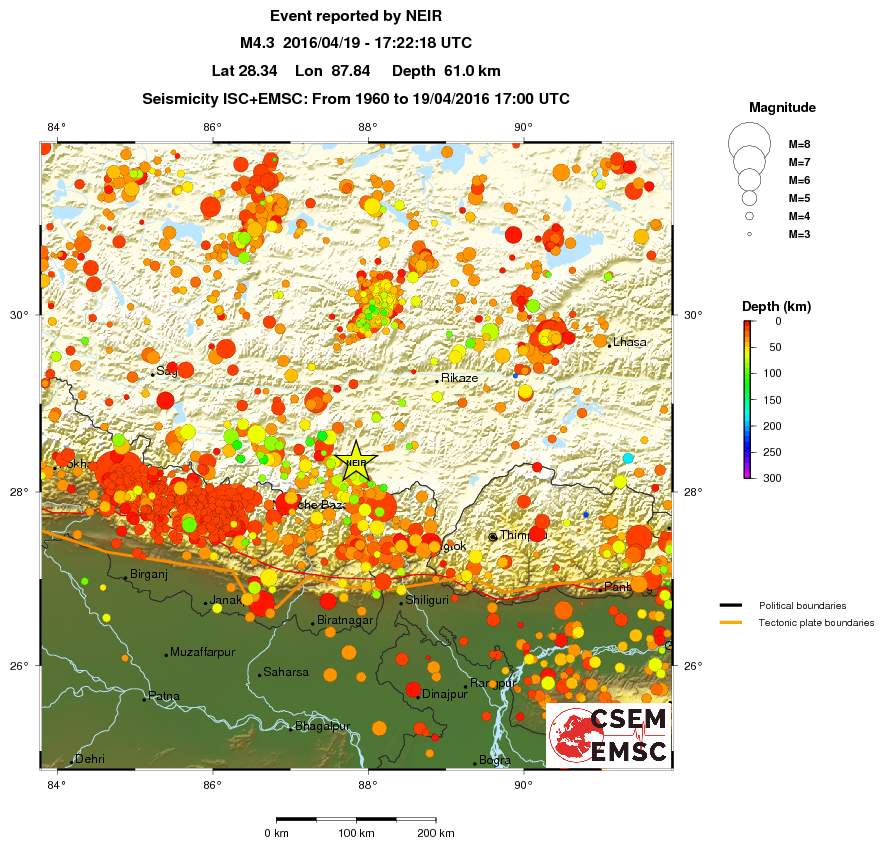 regional depth historical seismicity