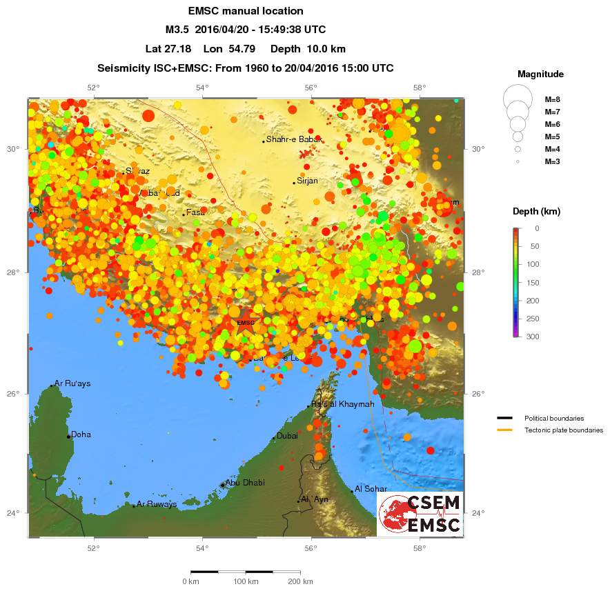 regional depth historical seismicity