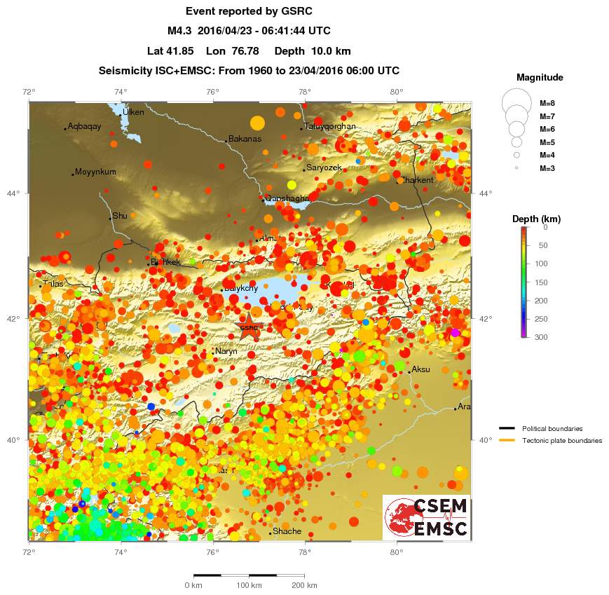 regional depth historical seismicity