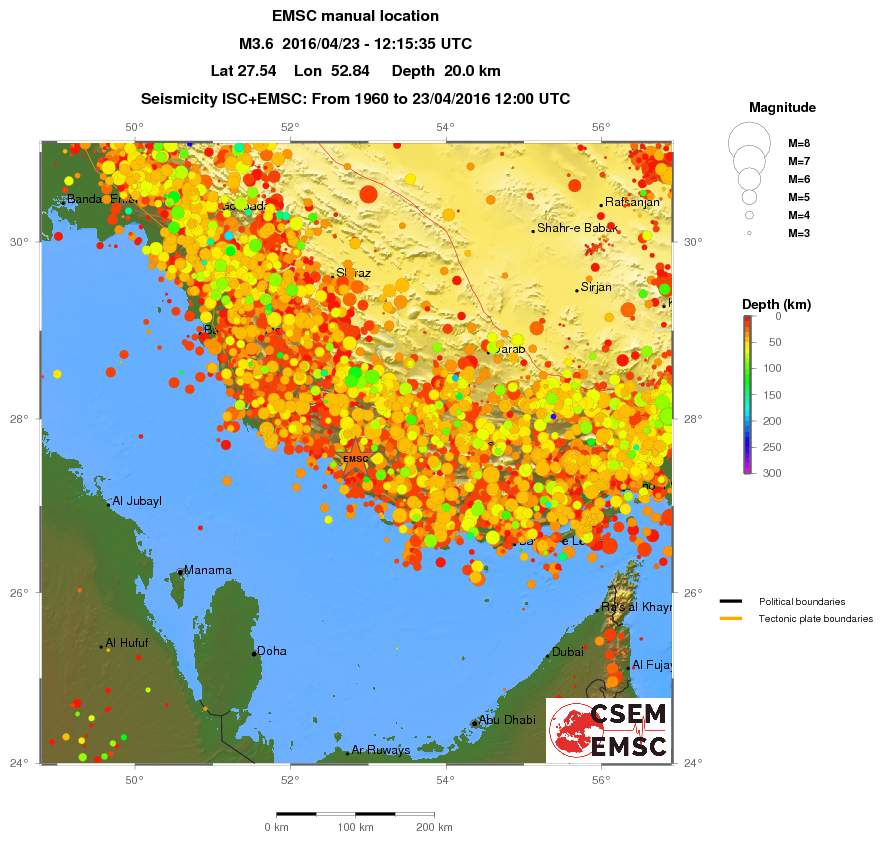 regional depth historical seismicity