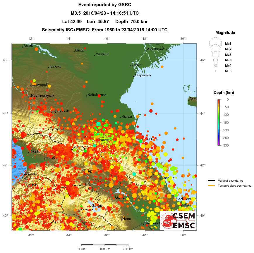 regional depth historical seismicity