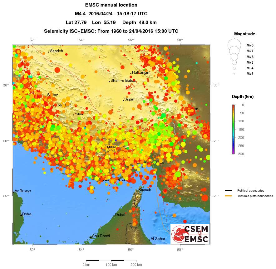 regional depth historical seismicity