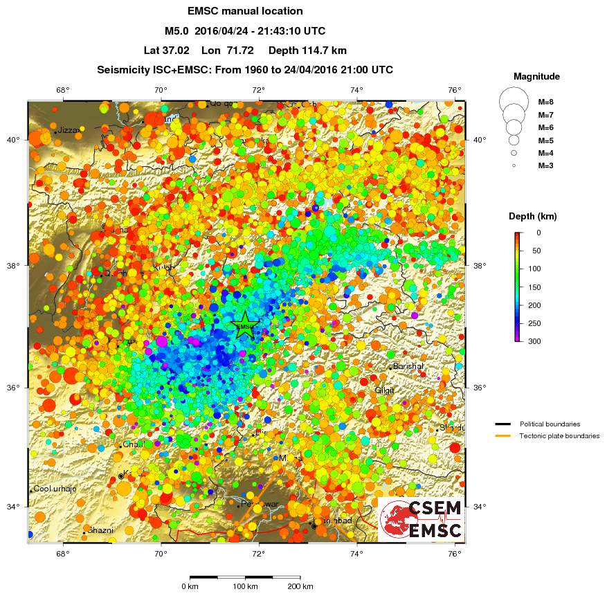 regional depth historical seismicity