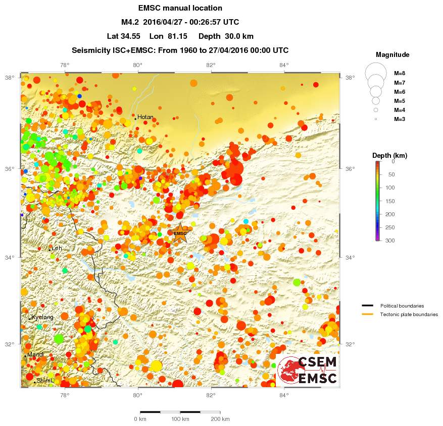 regional depth historical seismicity