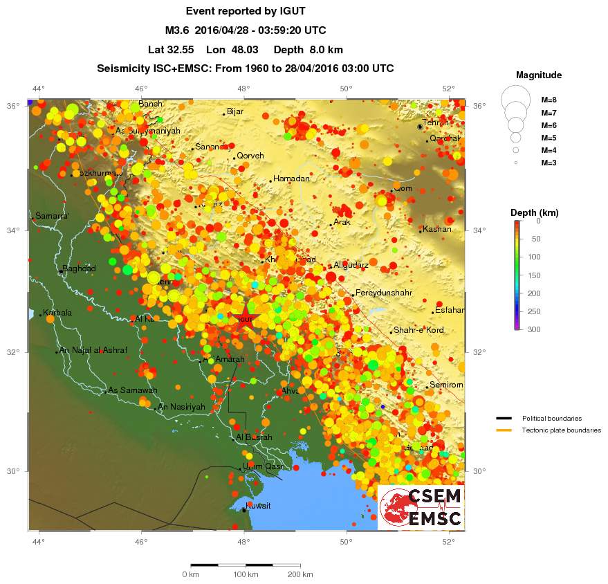 regional depth historical seismicity