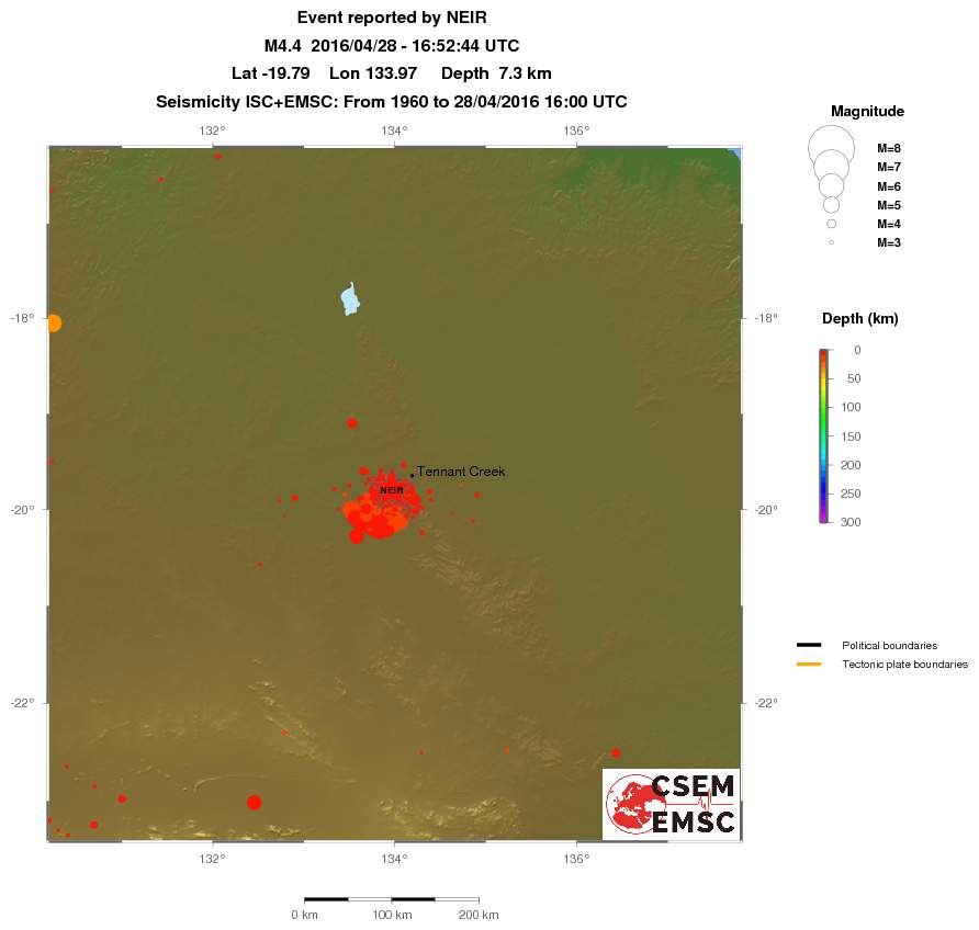 regional depth historical seismicity