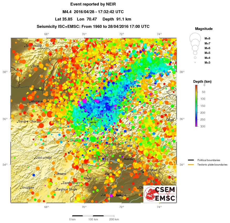 regional depth historical seismicity