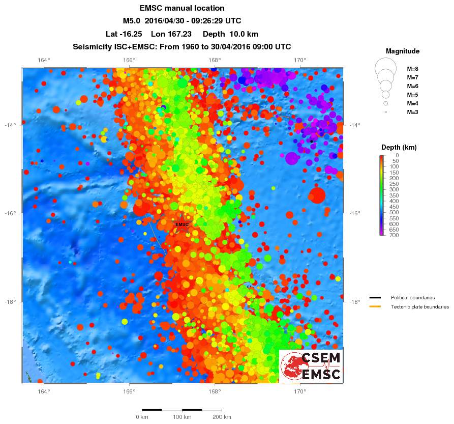 regional depth historical seismicity
