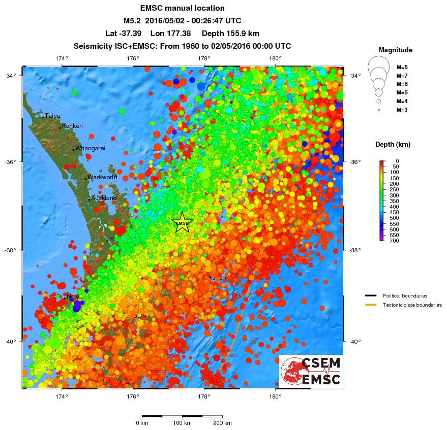 regional depth historical seismicity
