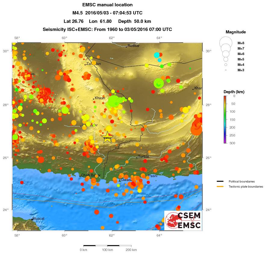 regional depth historical seismicity