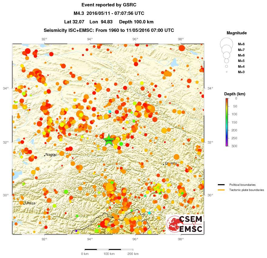regional depth historical seismicity