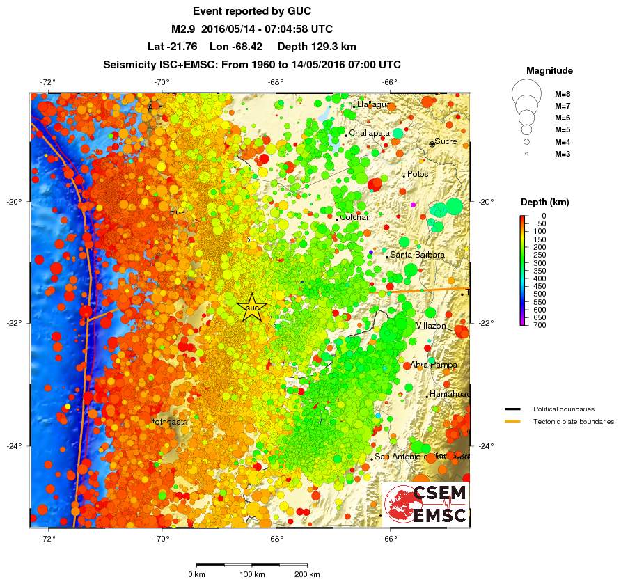 regional depth historical seismicity