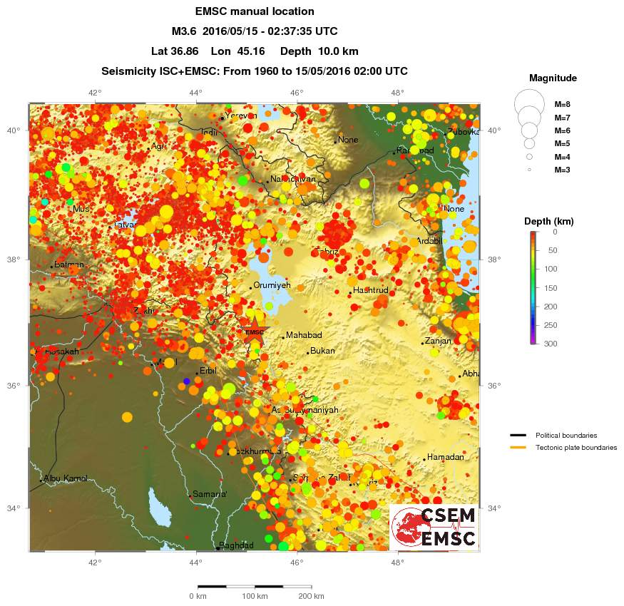 regional depth historical seismicity