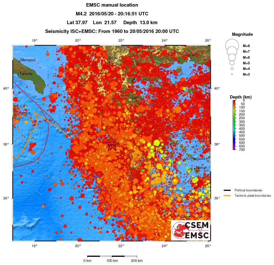 regional depth historical seismicity