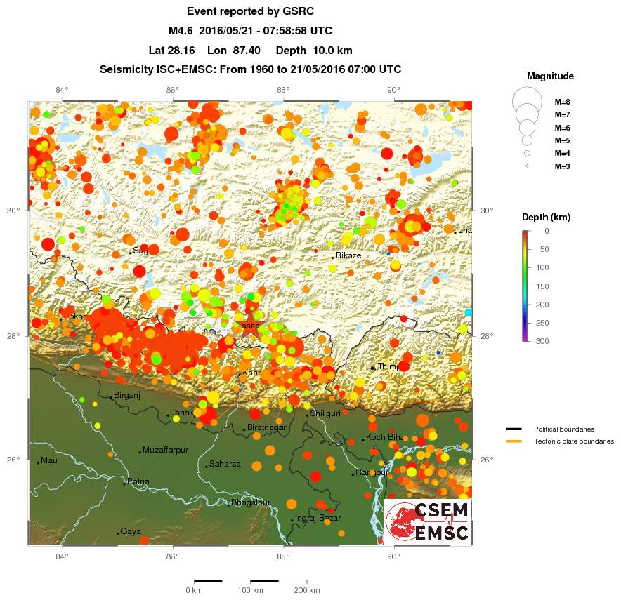 regional depth historical seismicity