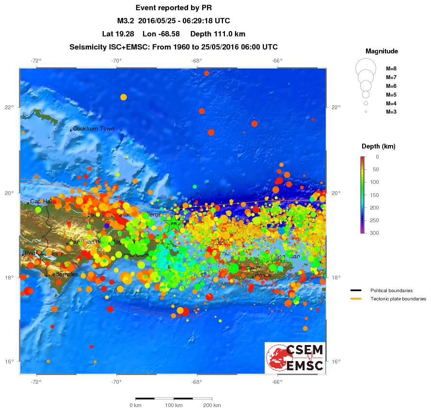regional depth historical seismicity