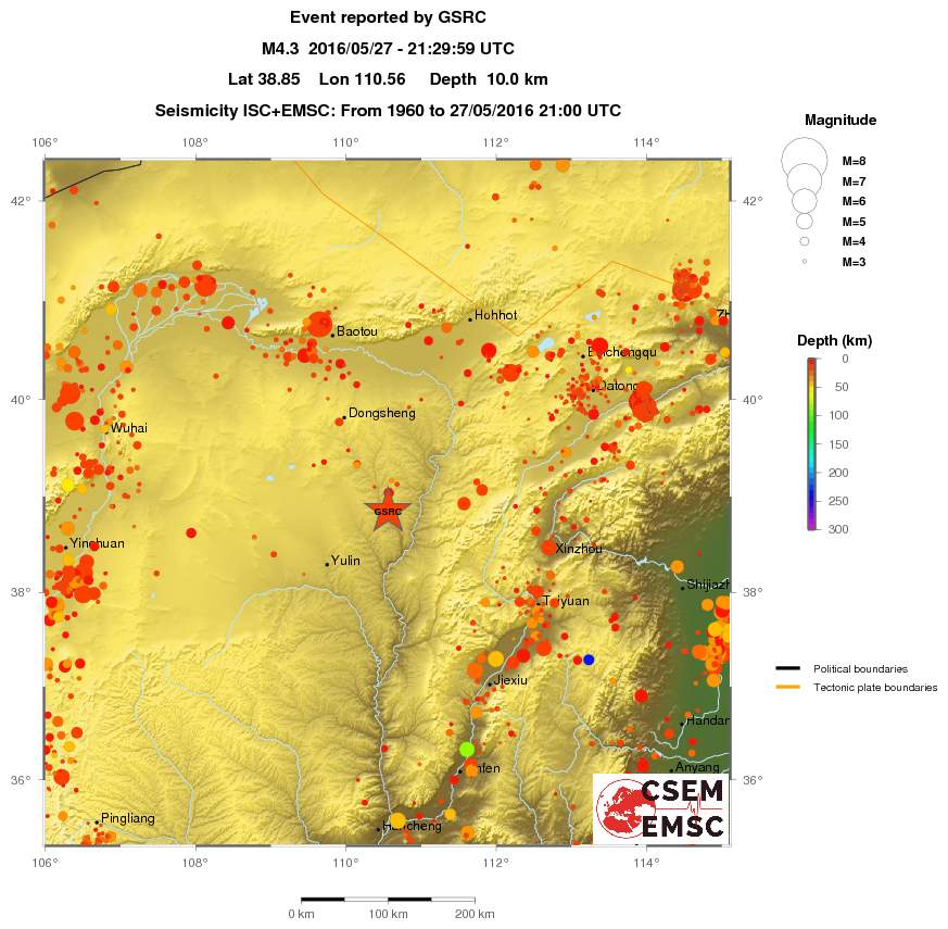 regional depth historical seismicity