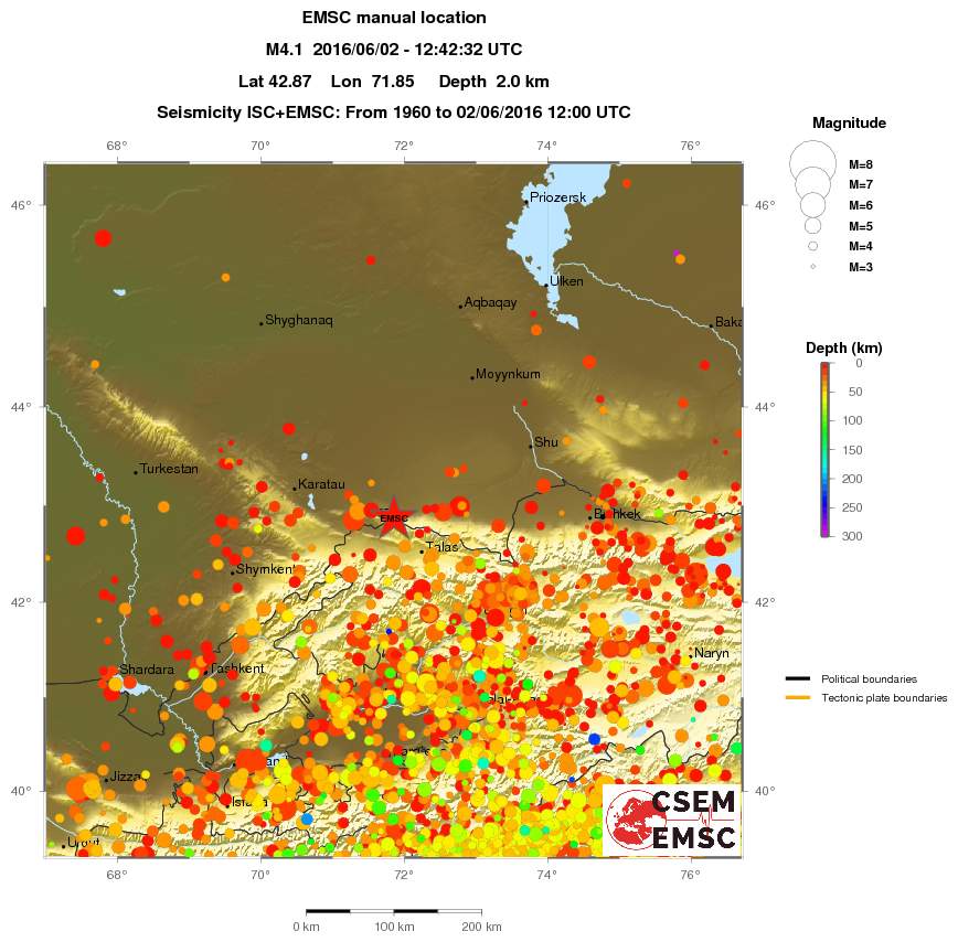 regional depth historical seismicity