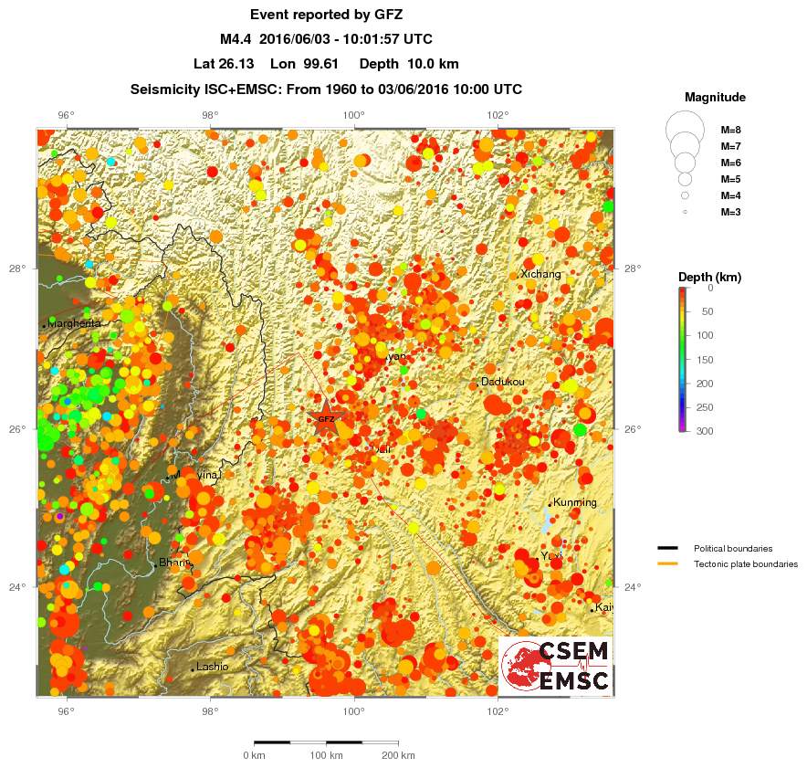 regional depth historical seismicity
