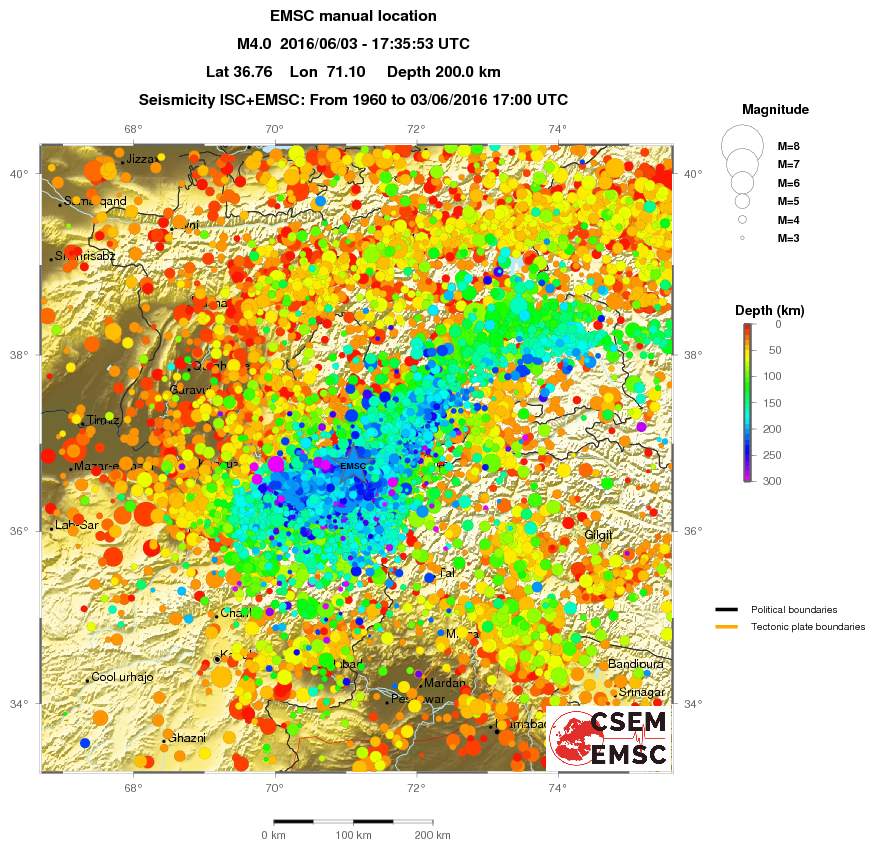 regional depth historical seismicity