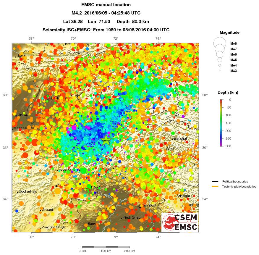 regional depth historical seismicity