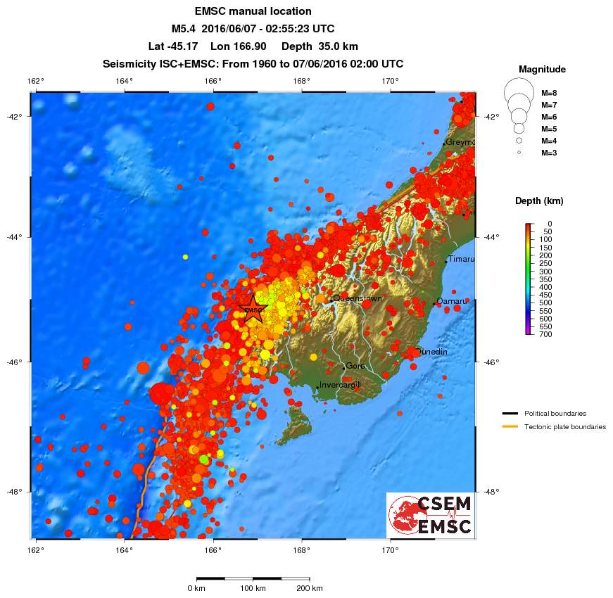 regional depth historical seismicity