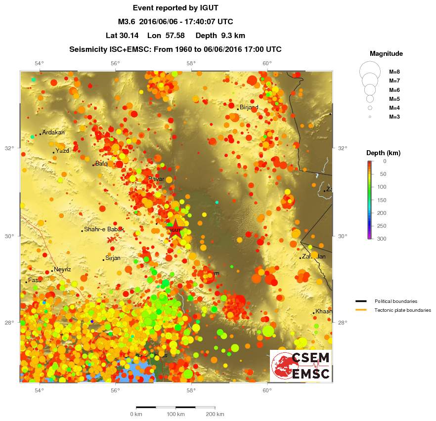 regional depth historical seismicity