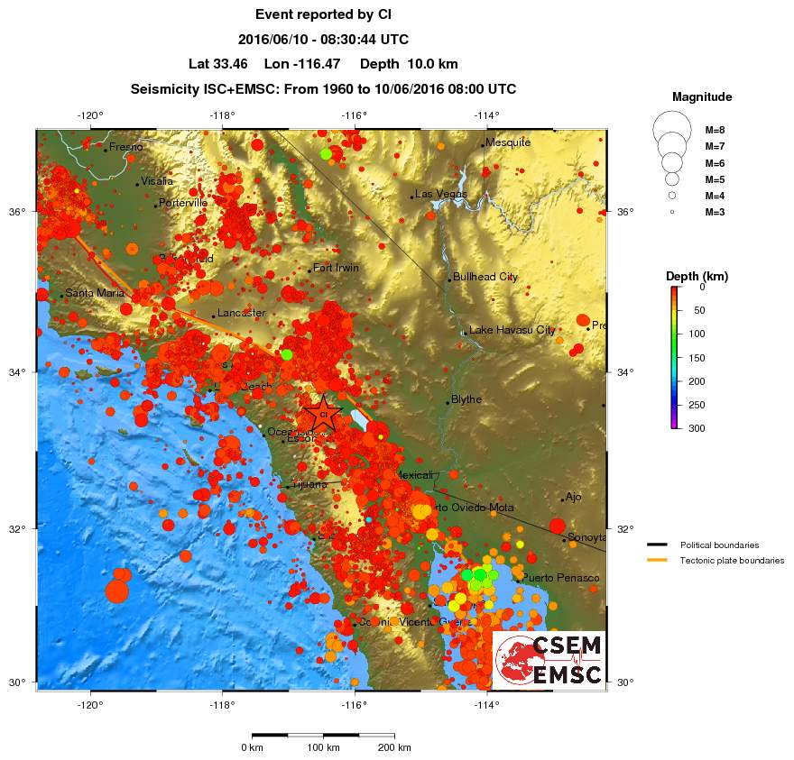 regional depth historical seismicity