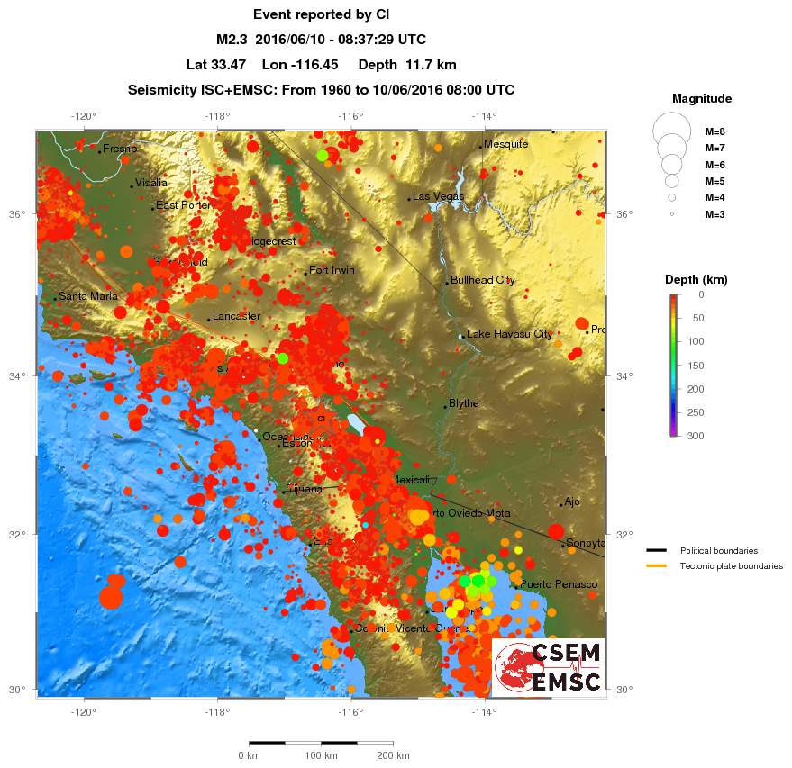 regional depth historical seismicity