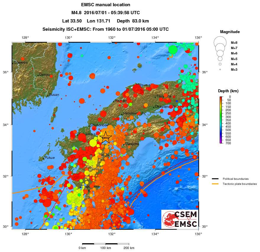 regional depth historical seismicity
