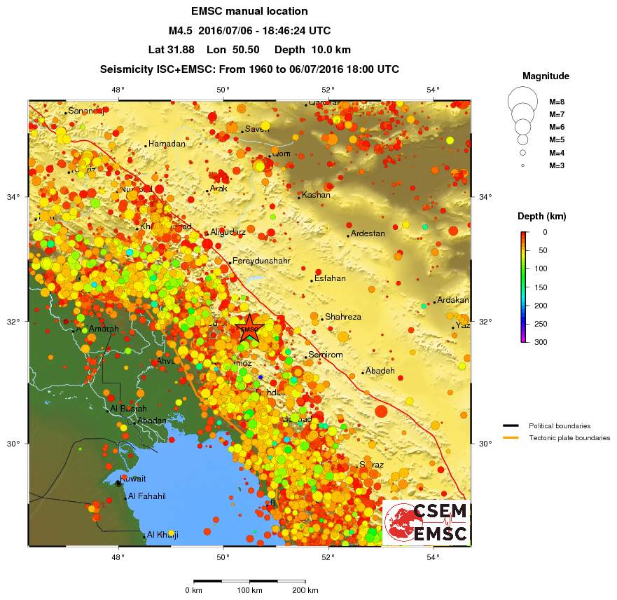 regional depth historical seismicity