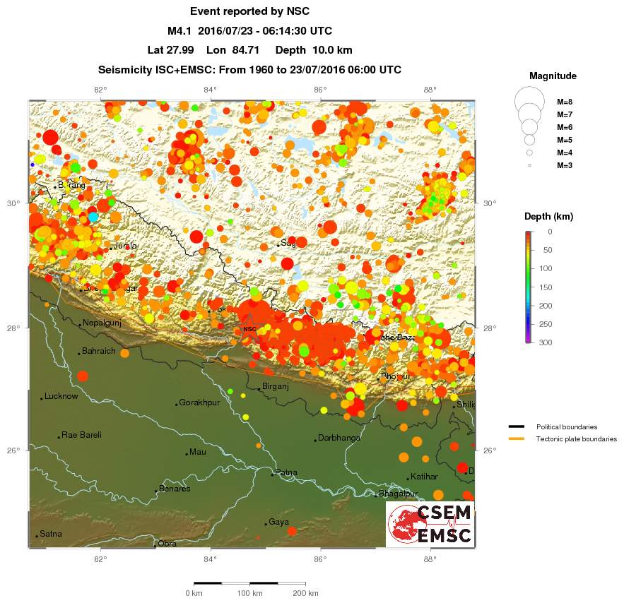 regional depth historical seismicity