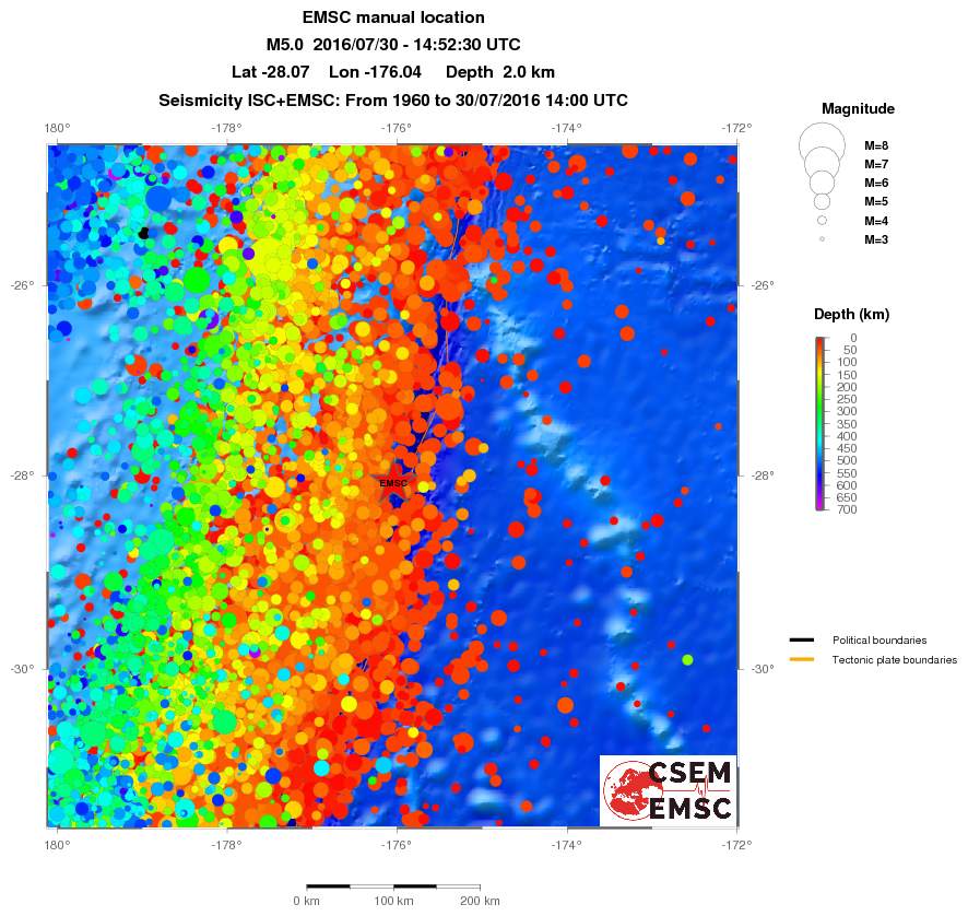 regional depth historical seismicity